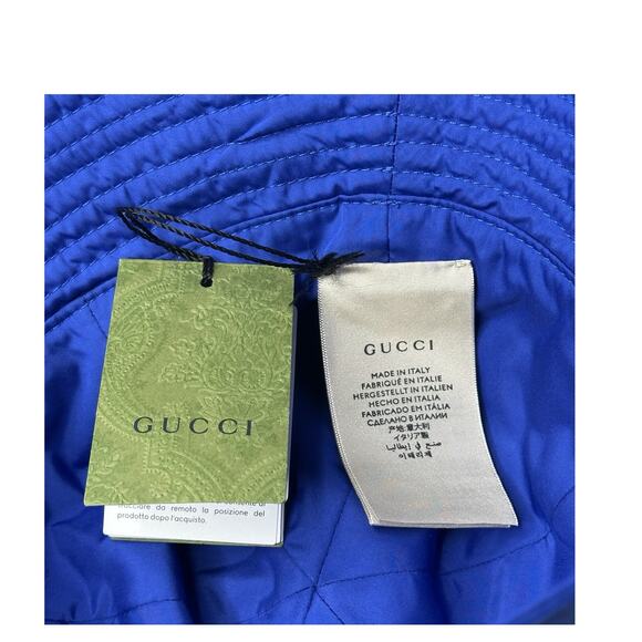 NWT Gucci Brella Cloche Size L 58cm Nylon Bucket Hat Blue Gold GG Marmont $599 main image 10